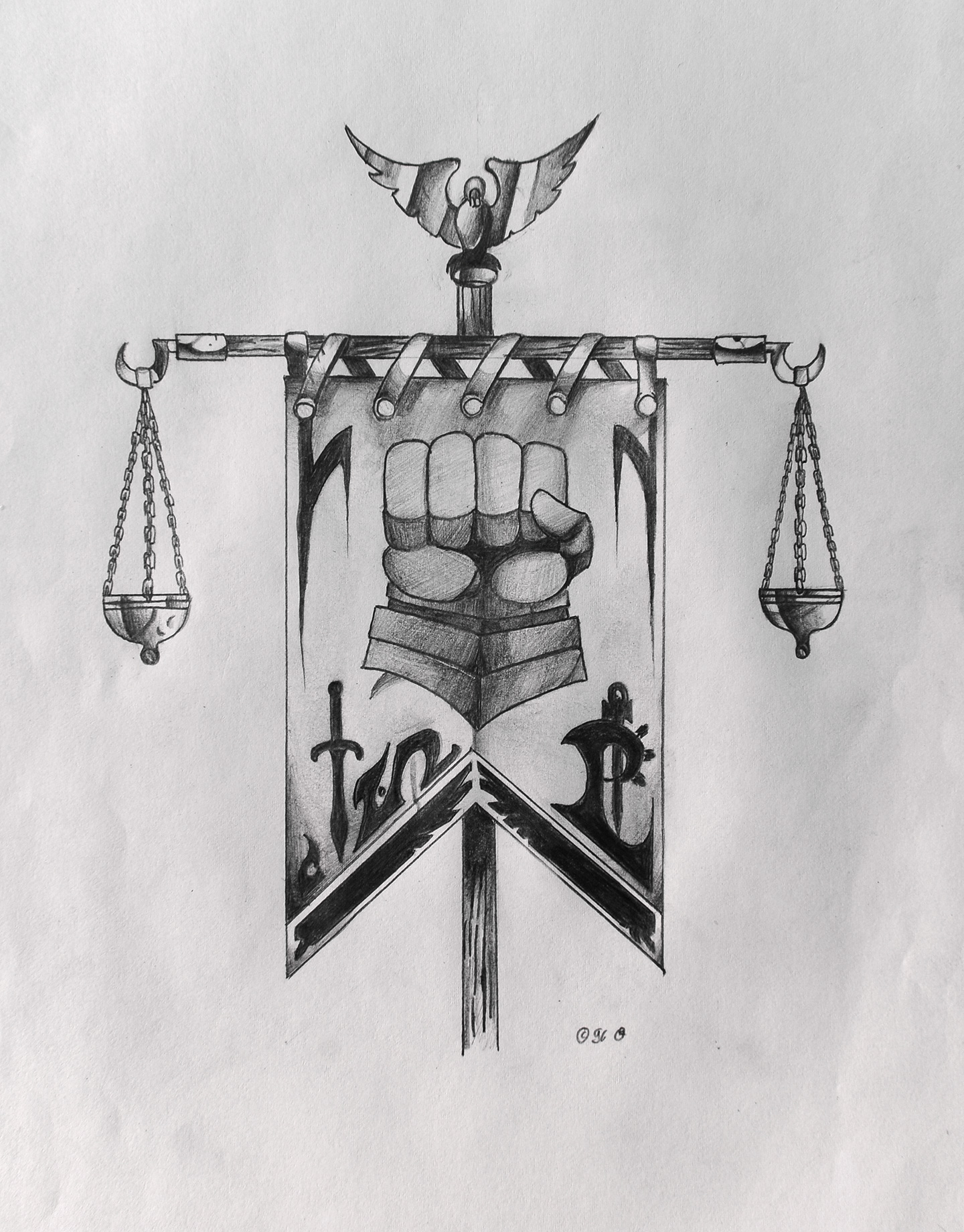 A drawing about a faction flag from Warcraft II